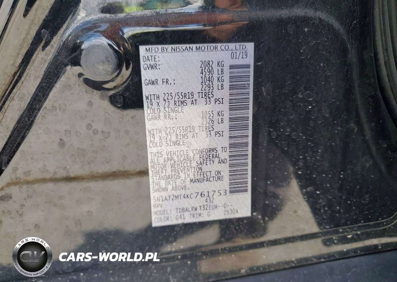 2019 Nissan Rogue Sl VIN:5N1AT2MT4KC761753 - 14