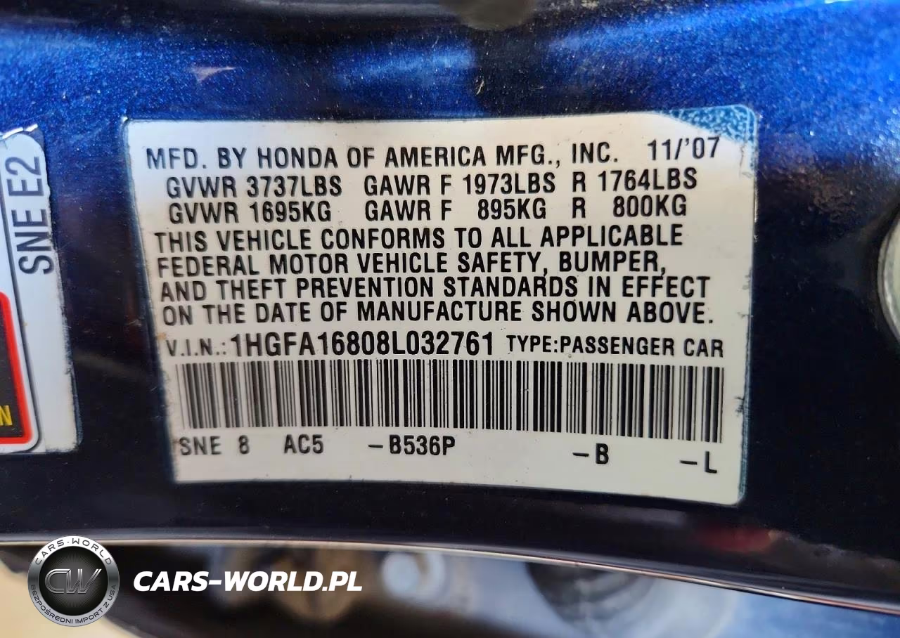 2008 Honda Civic Ex VIN:1HGFA16808L032761 - 12