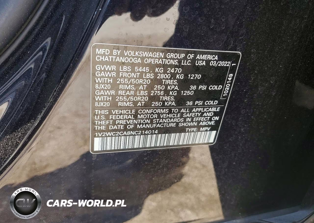 2022 Volkswagen Atlas Cross Sport Se VIN:1V2WC2CA8NC214014 - 12