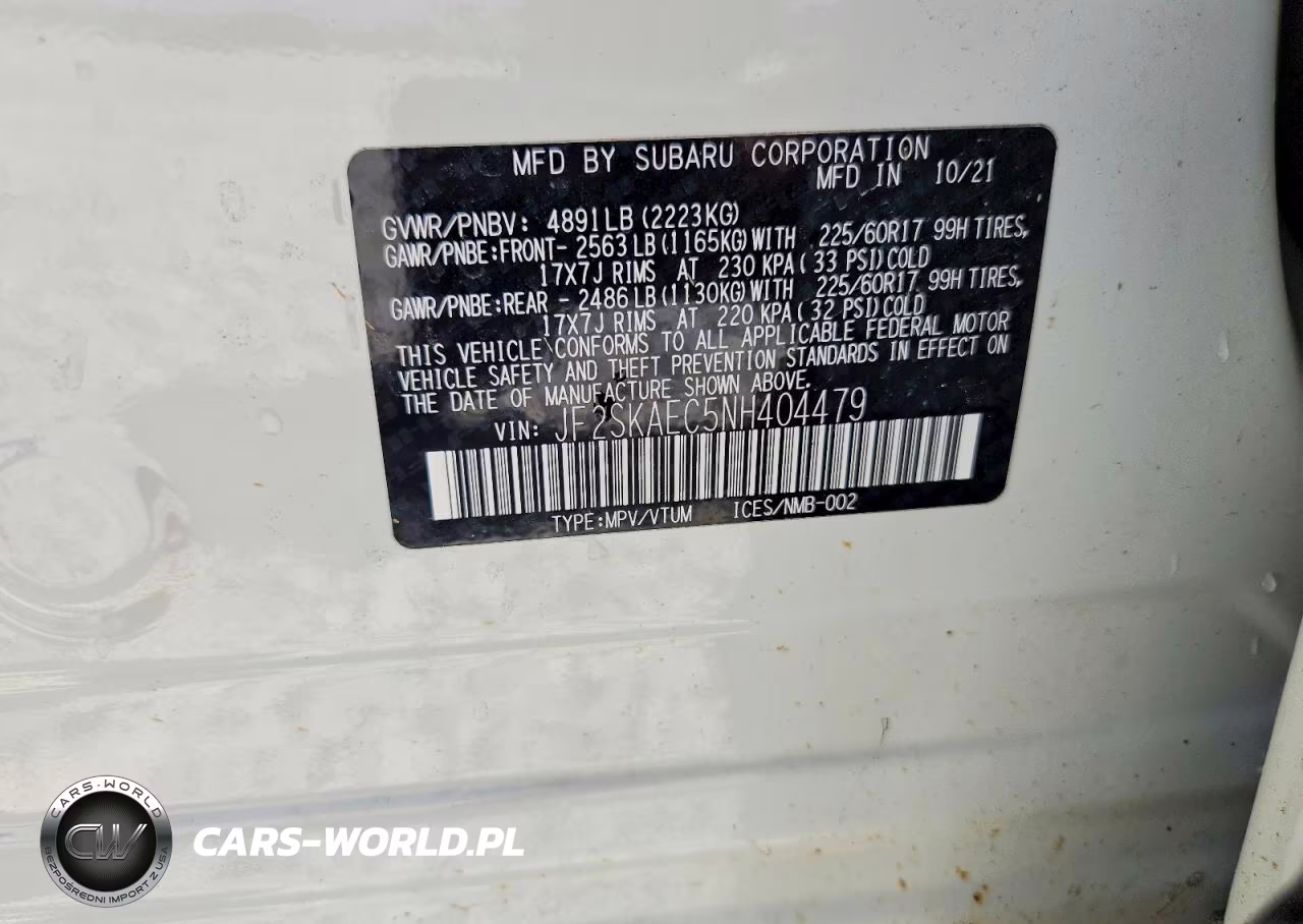 2022 Subaru Forester Premium VIN:JF2SKAEC5NH404479 - 13