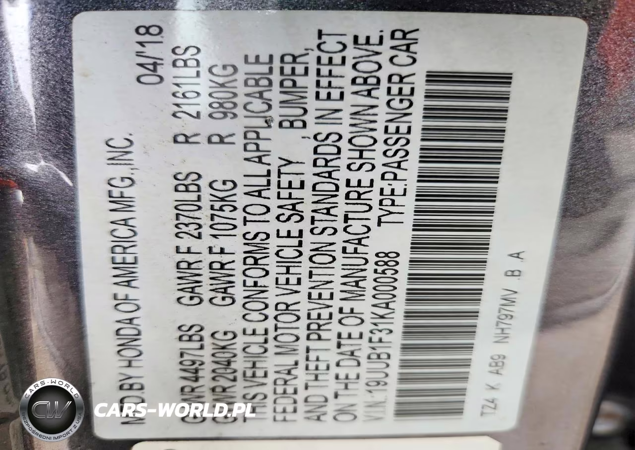 2019 Acura Tlx VIN:19UUB1F31KA000588 - 12