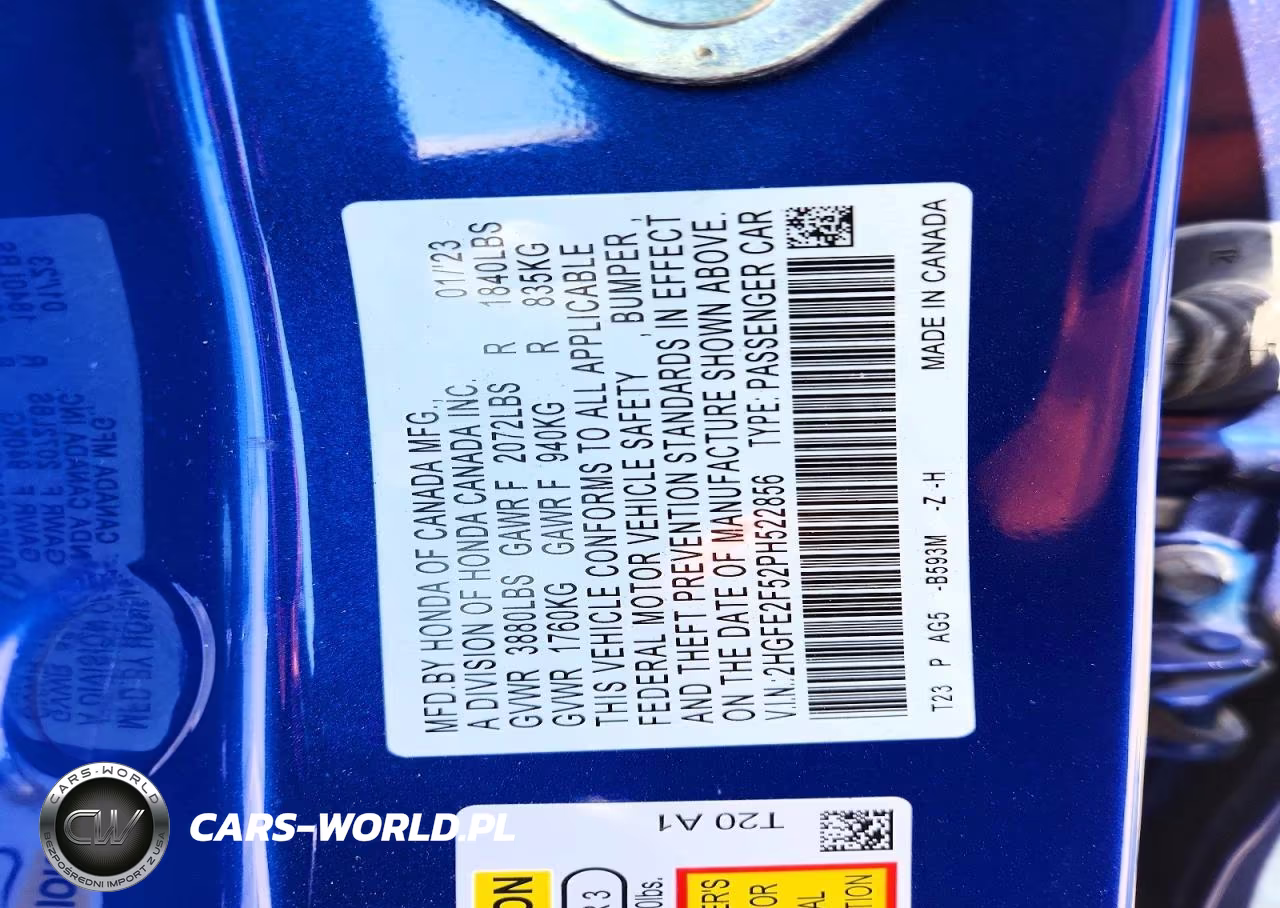 2023 Honda Civic Sport VIN:2HGFE2F52PH522856 - 13