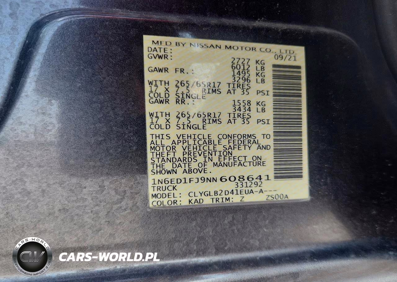 2022 Nissan Frontier Sv VIN:1N6ED1FJ9NN608641 - 13