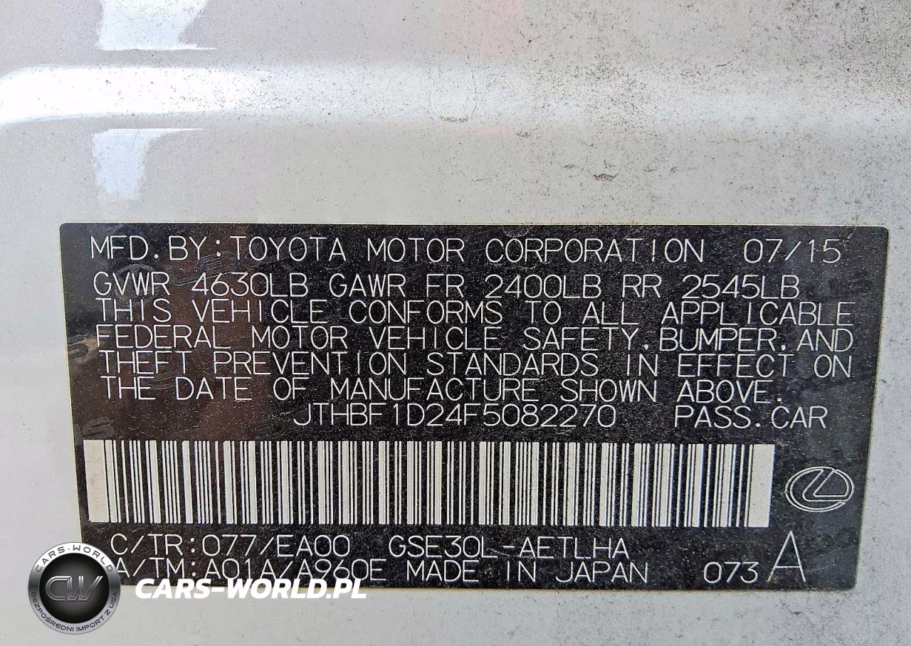 2015 Lexus Is 250 VIN:JTHBF1D24F5082270 - 12