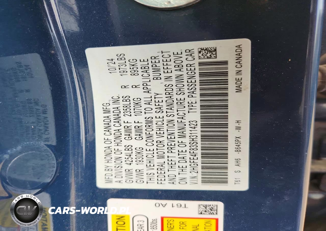2025 Honda Civic Sport VIN:2HGFE4F83SH311423 - 12