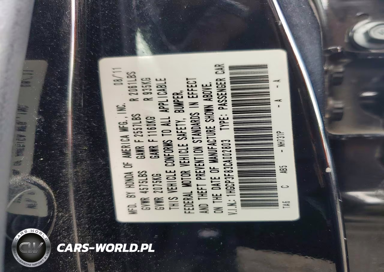 2012 Honda Accord Exl VIN:1HGCP3F83CA002803 - 13