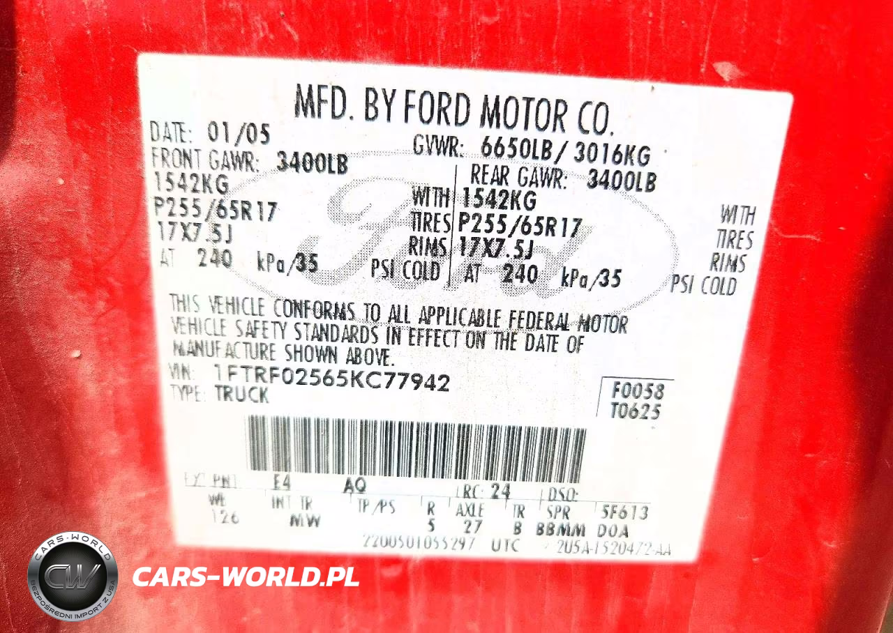 2005 Ford F150 VIN:1FTRF02565KC77942 - 12
