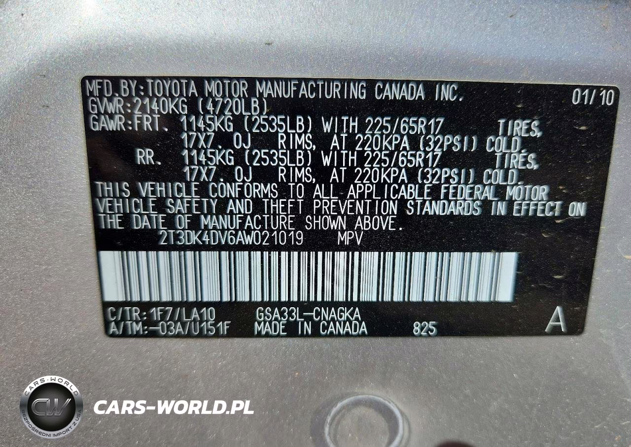 2010 Toyota Rav4 Limited VIN:2T3DK4DV6AW021019 - 12