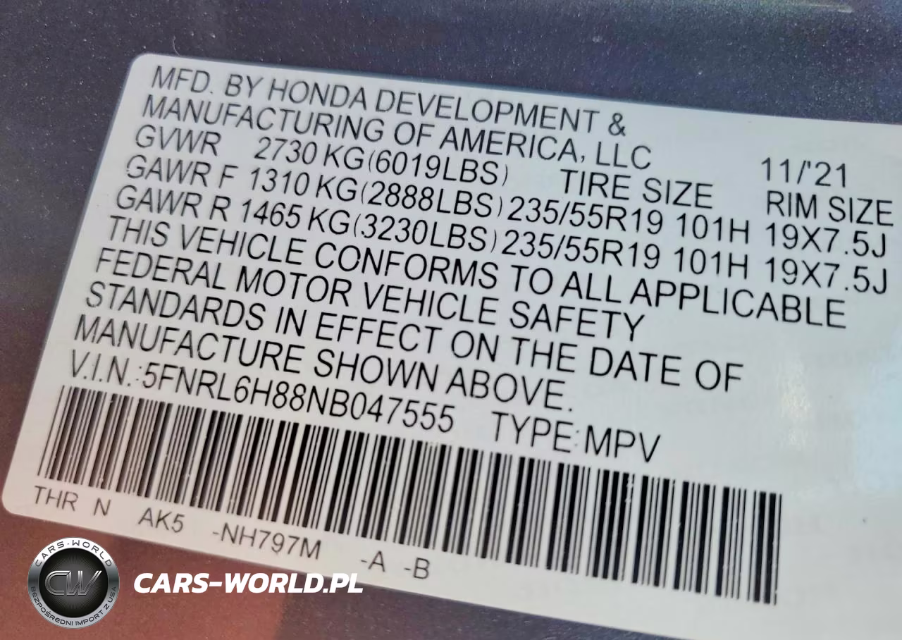 2022 Honda Odyssey Touring VIN:5FNRL6H88NB047555 - 14