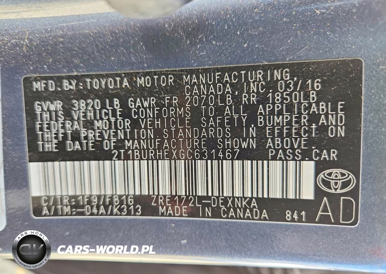 2016 Toyota Corolla Le VIN:2T1BURHEXGC631467 - 13