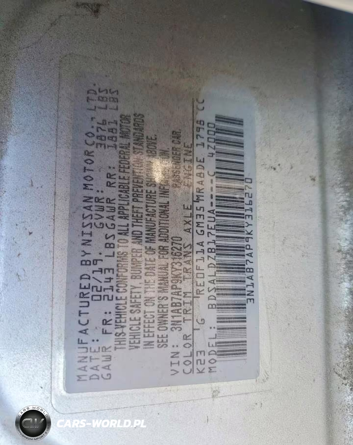 2019 Nissan Sentra Sv VIN:3N1AB7AP9KY316270 - 12