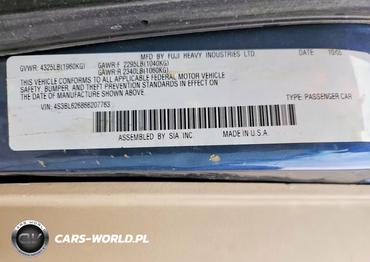 2006 Subaru Legacy 2.5I Limited VIN:4S3BL626866207763 - 12