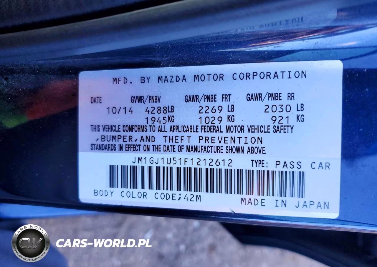 2015 Mazda 6 Sport VIN:JM1GJ1U51F1212612 - 12