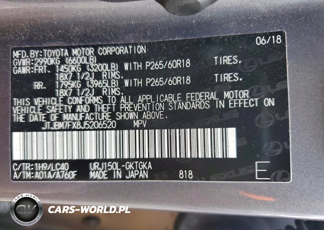 2018 Lexus Gx 460 VIN:JTJBM7FX8J5206520 - 14