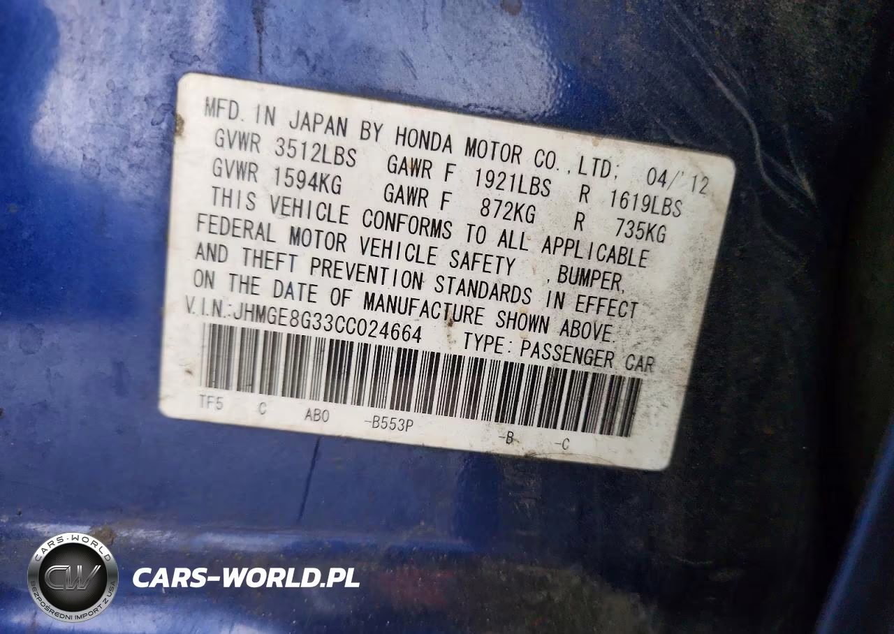 2012 Honda Fit VIN:JHMGE8G33CC024664 - 12