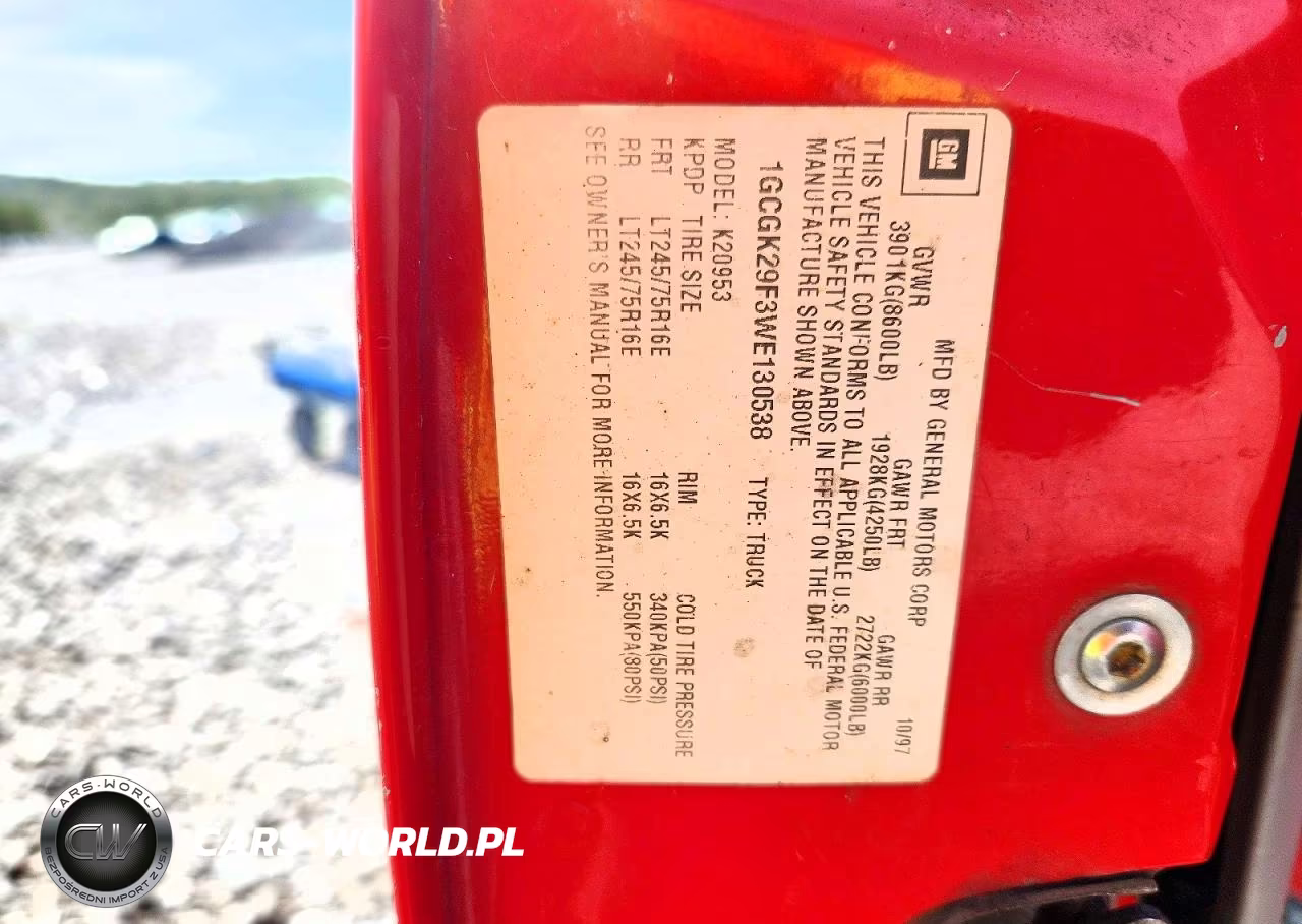 1998 Chevrolet Gmt-400 K2500 VIN:1GCGK29F3WE130538 - 13