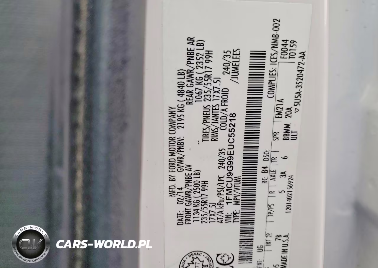 2014 Ford Escape Se VIN:1FMCU9G99EUC55218 - 14