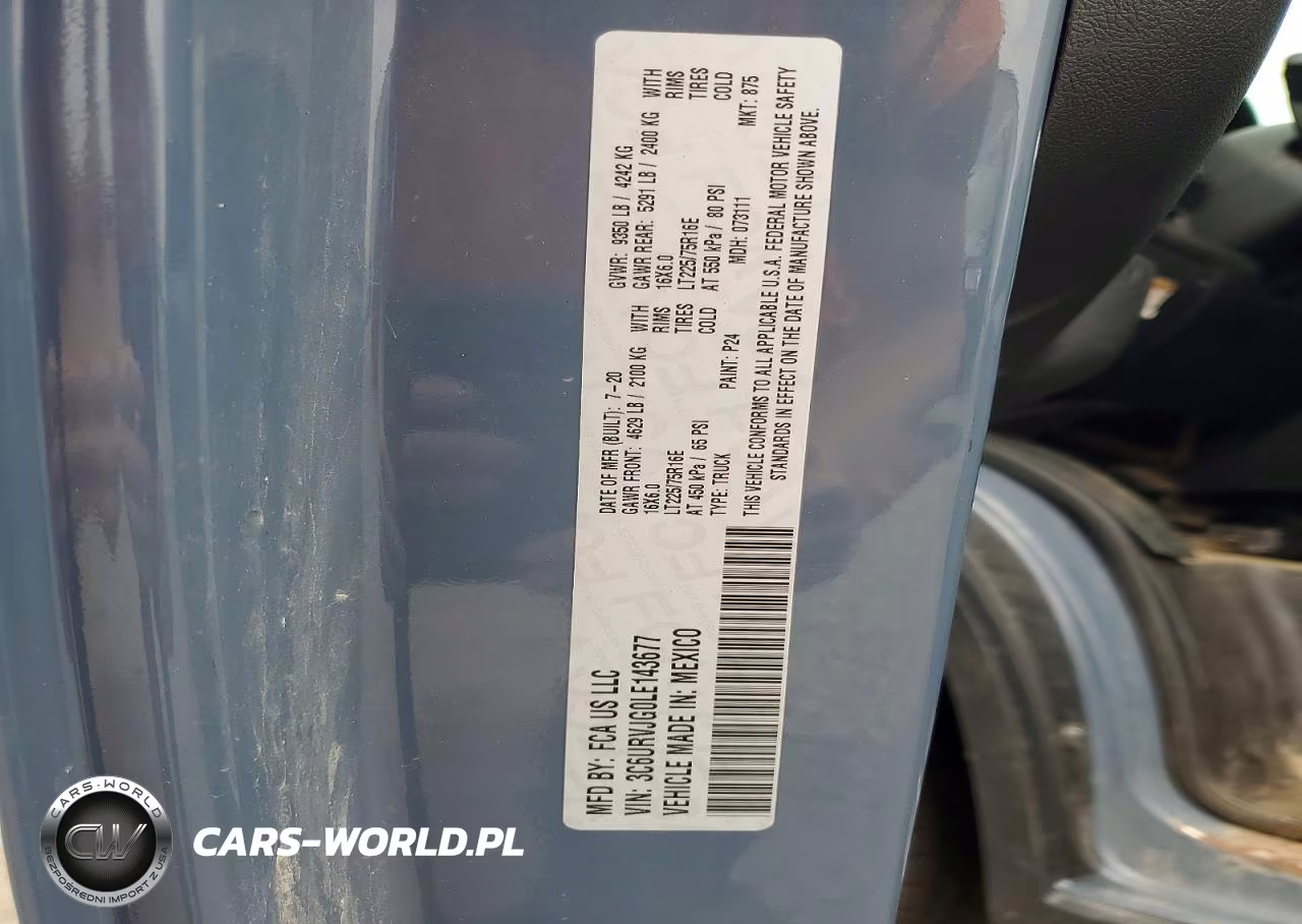 2020 Ram Promaster 3500 Delivery Van VIN:3C6URVJG0LE143677 - 13