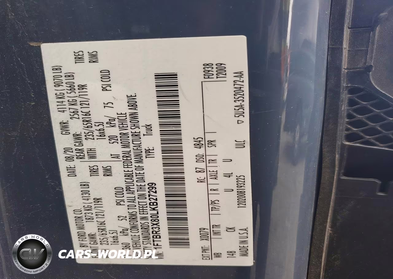 2020 Ford Transit T-250 VIN:1FTBR3X80LKB27299 - 13