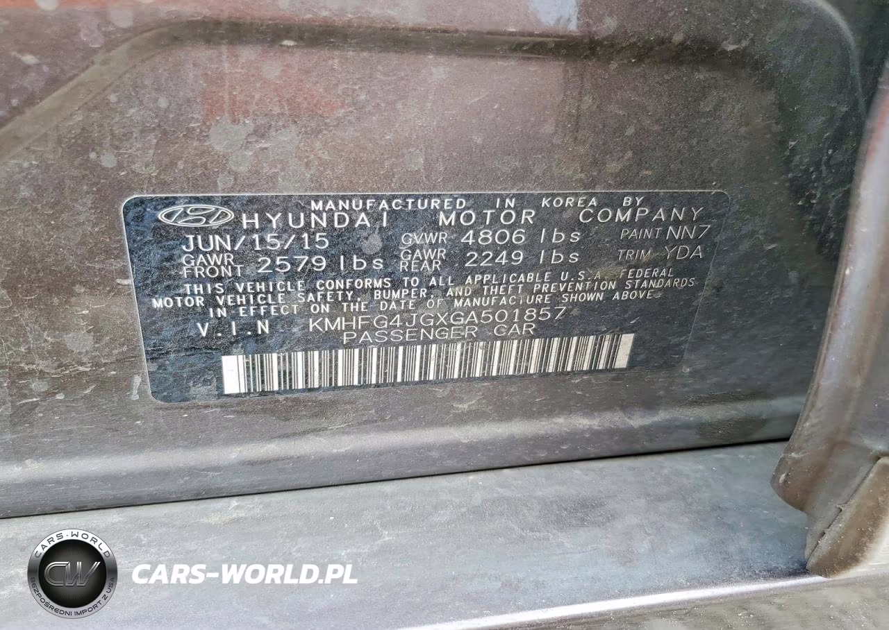 2016 Hyundai Azera Base VIN:KMHFG4JGXGA501857 - 12