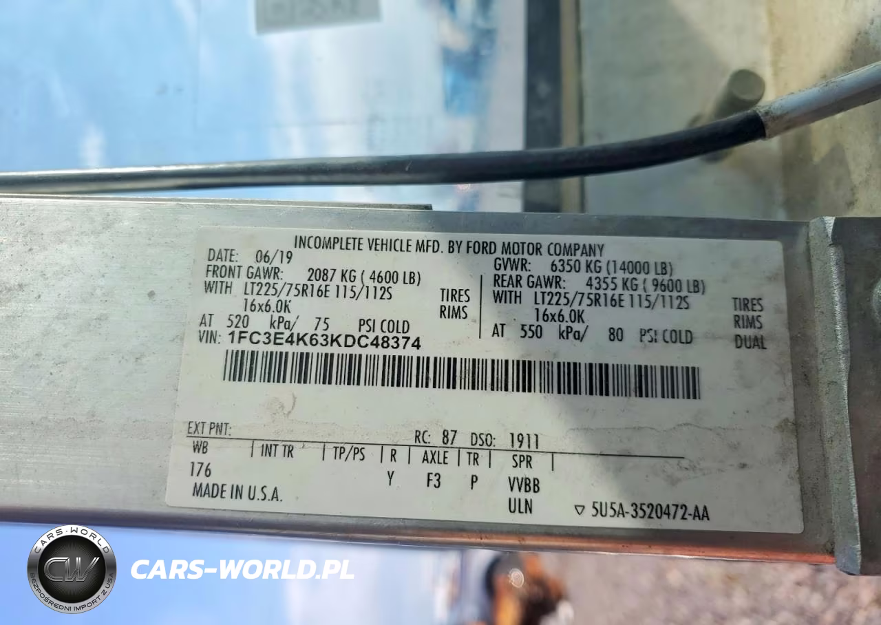 2019 Ford E450 Delivery Truck VIN:1FC3E4K63KDC48374 - 13