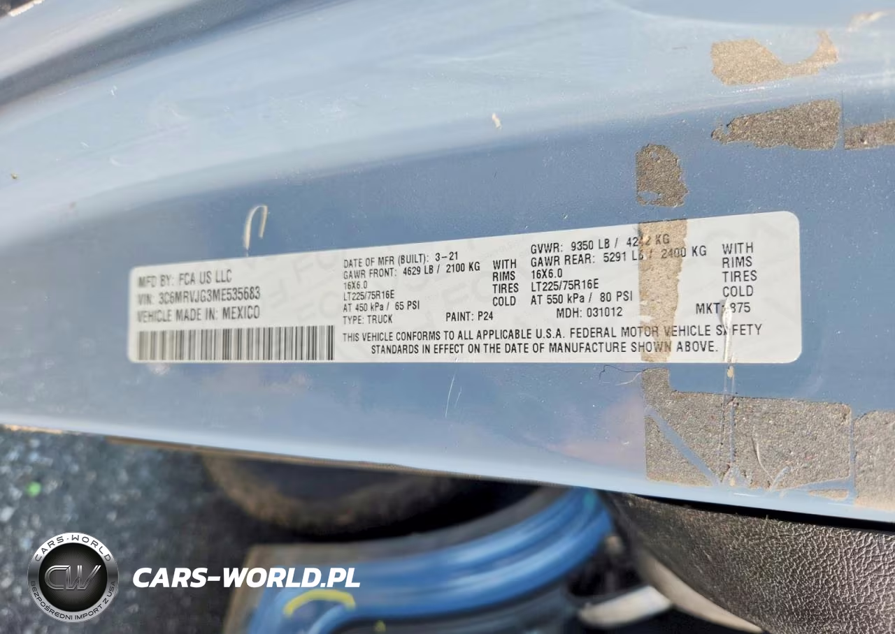 2021 Ram Promaster 3500 Delivery Van VIN:3C6MRVJG3ME535683 - 13