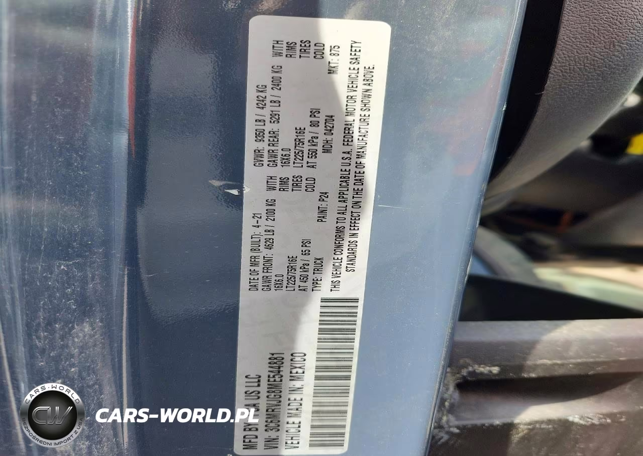 2021 Ram Promaster 3500 3500 High VIN:3C6MRVJG8ME544881 - 13