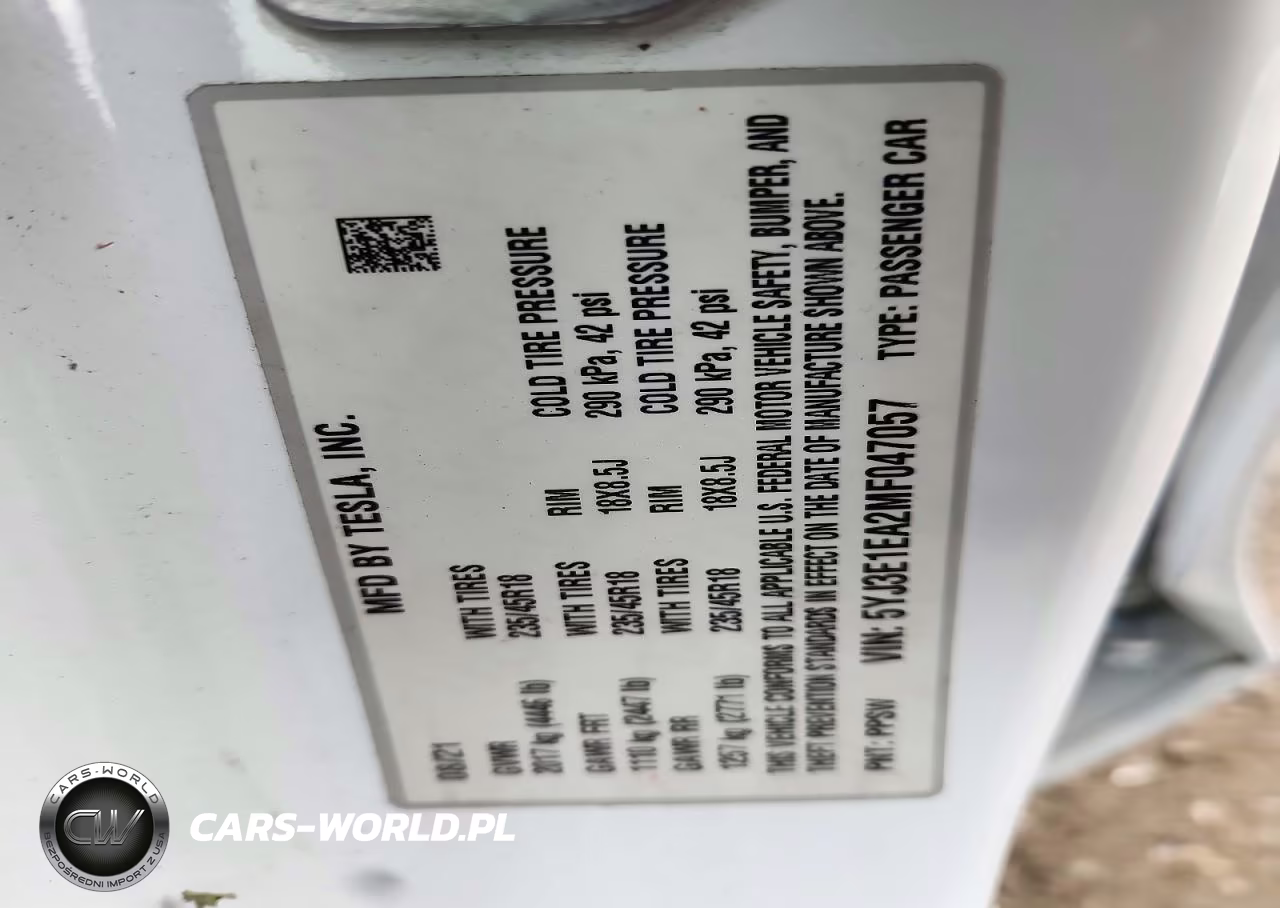 2021 Tesla Model 3 VIN:5YJ3E1EA2MF047057 - 12