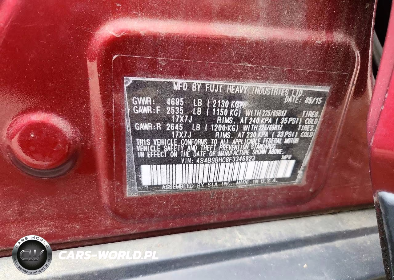 2015 Subaru Outback 2.5I Premium VIN:4S4BSBHC8F3346023 - 12