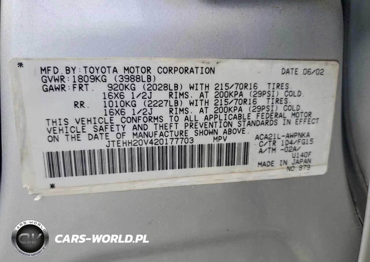 2002 Toyota Rav4 Base VIN:JTEHH20V420177703 - 13