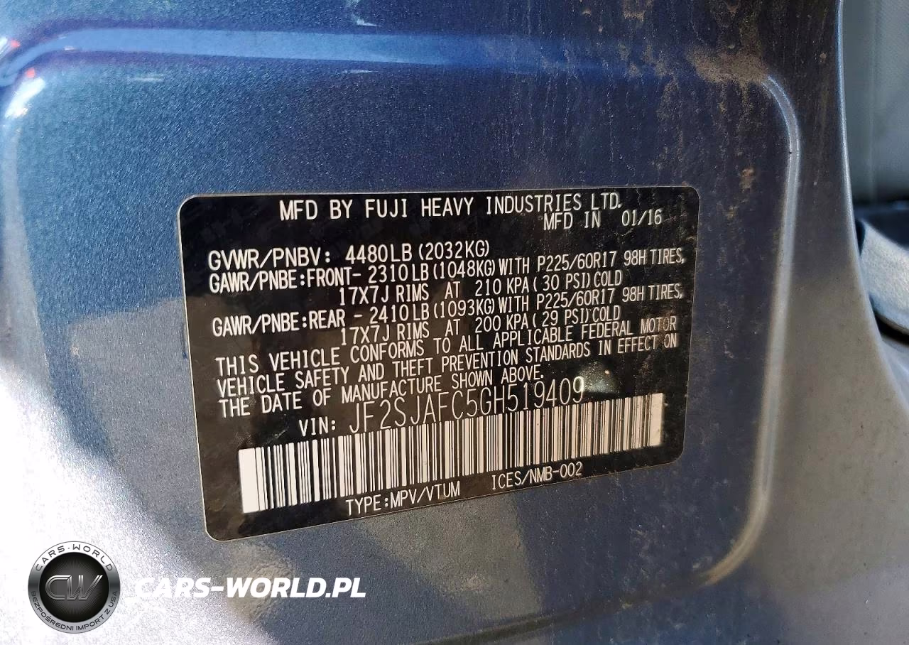 2016 Subaru Forester 2.5I Premium VIN:JF2SJAFC5GH519409 - 12