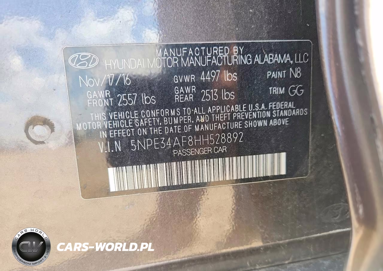 2017 Hyundai Sonata Sport VIN:5NPE34AF8HH528892 - 12