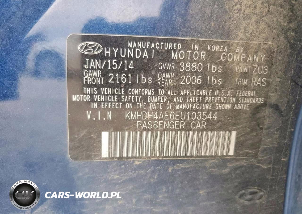 2014 Hyundai Elantra Se VIN:KMHDH4AE6EU103544 - 12