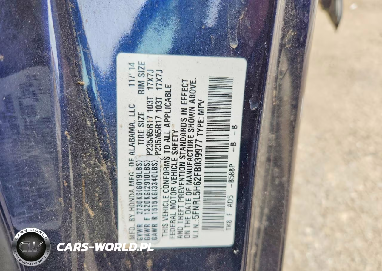 2015 Honda Odyssey Exl VIN:5FNRL5H62FB039977 - 13