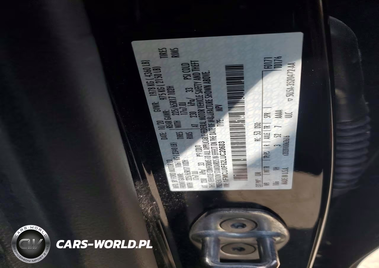 2020 Ford Escape S VIN:1FMCU0F62LUC20603 - 13