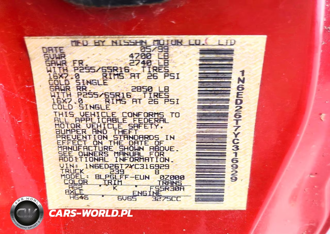 2000 Nissan Frontier Xe Desert Runner VIN:1N6ED26T7YC316929 - 12