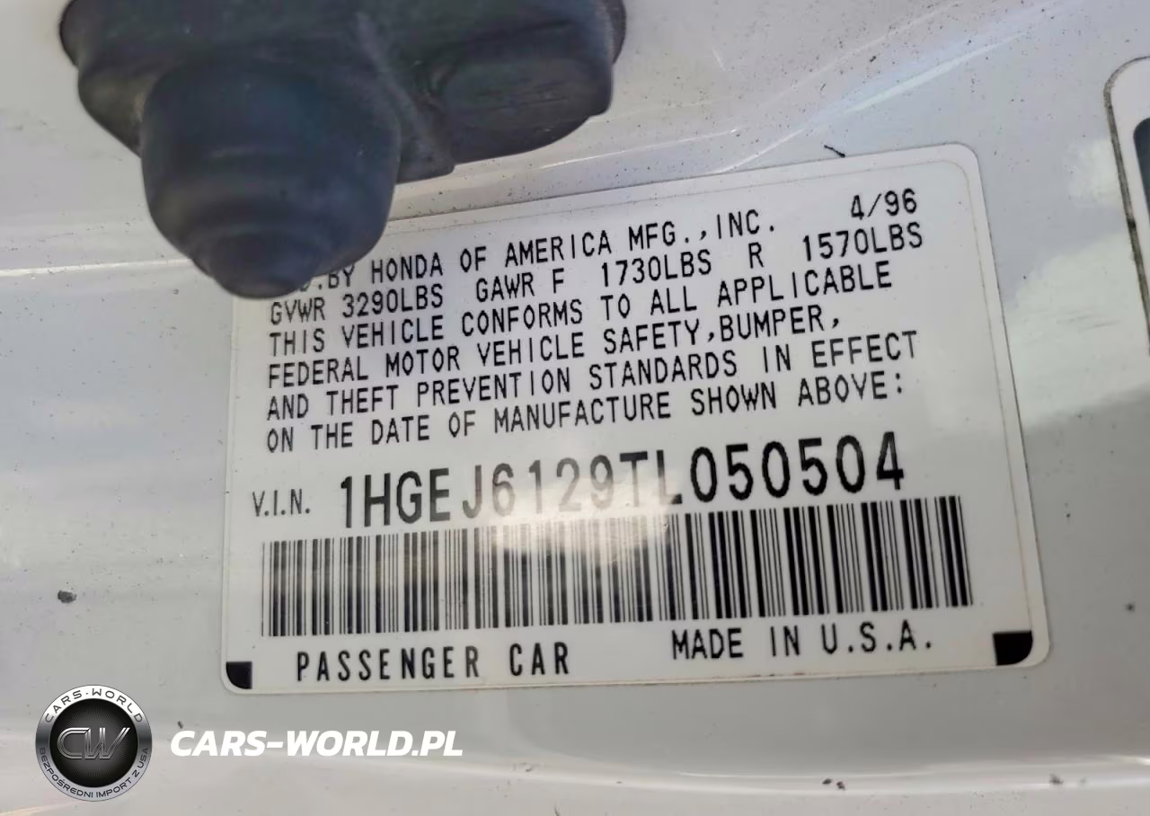 1996 Honda Civic Dx VIN:1HGEJ6129TL050504 - 12