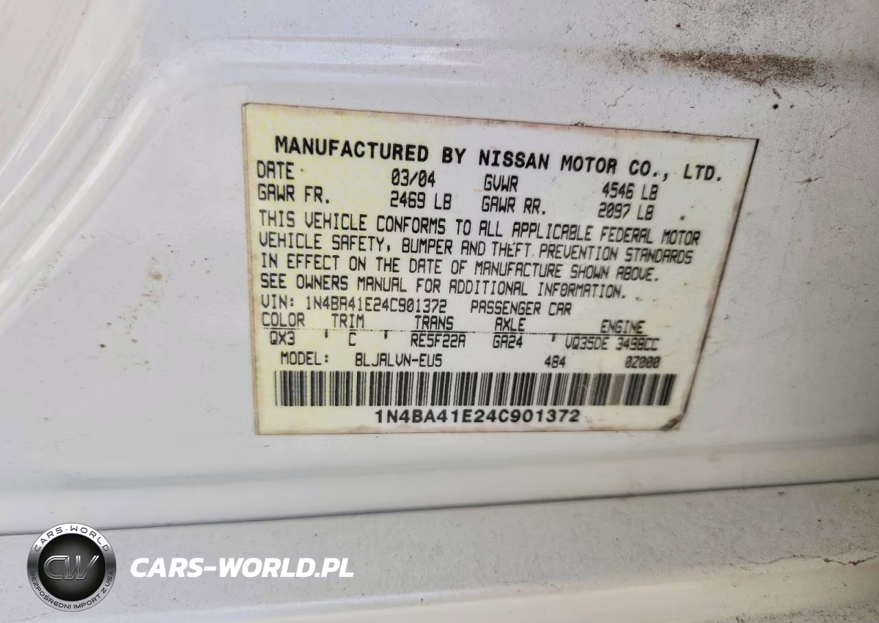 2004 Nissan Maxima 3.5 Se VIN:1N4BA41E24C901372 - 12