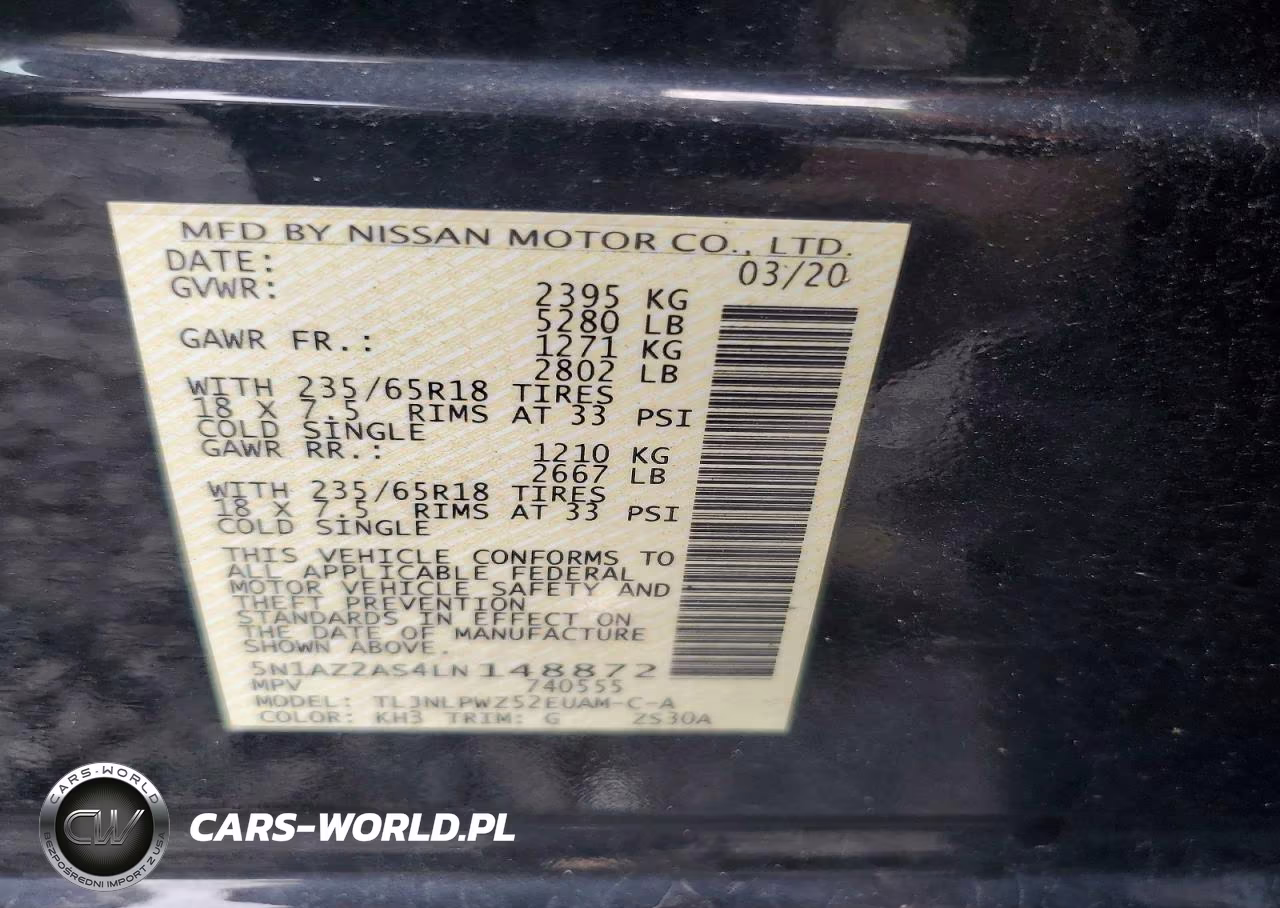 2020 Nissan Murano S VIN:5N1AZ2AS4LN148872 - 13