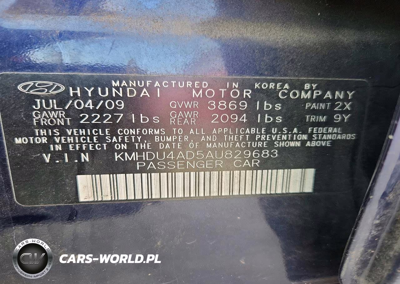 2010 Hyundai Elantra Gls VIN:KMHDU4AD5AU829683 - 12