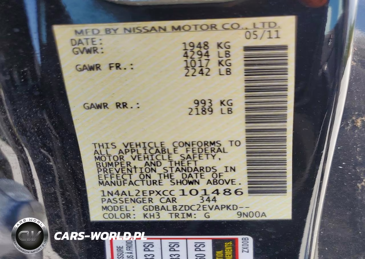 2012 Nissan Altima 2.5 S VIN:1N4AL2EPXCC101486 - 12