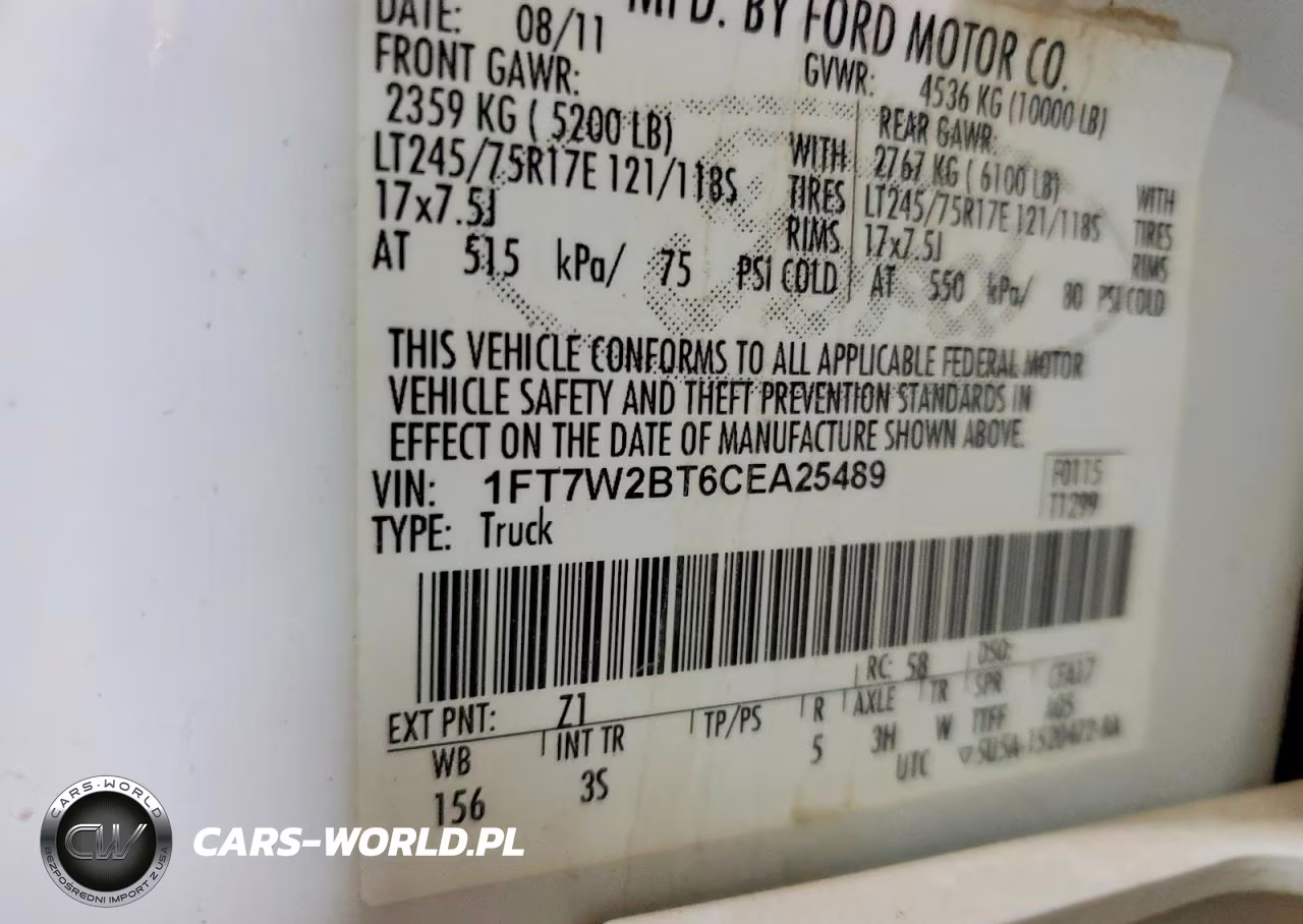 2012 Ford F250 Super Duty VIN:1FT7W2BT6CEA25489 - 12