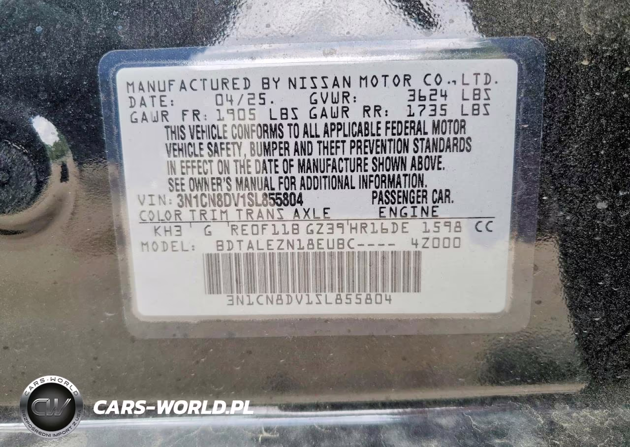2025 Nissan Versa S VIN:3N1CN8DV1SL855804 - 12