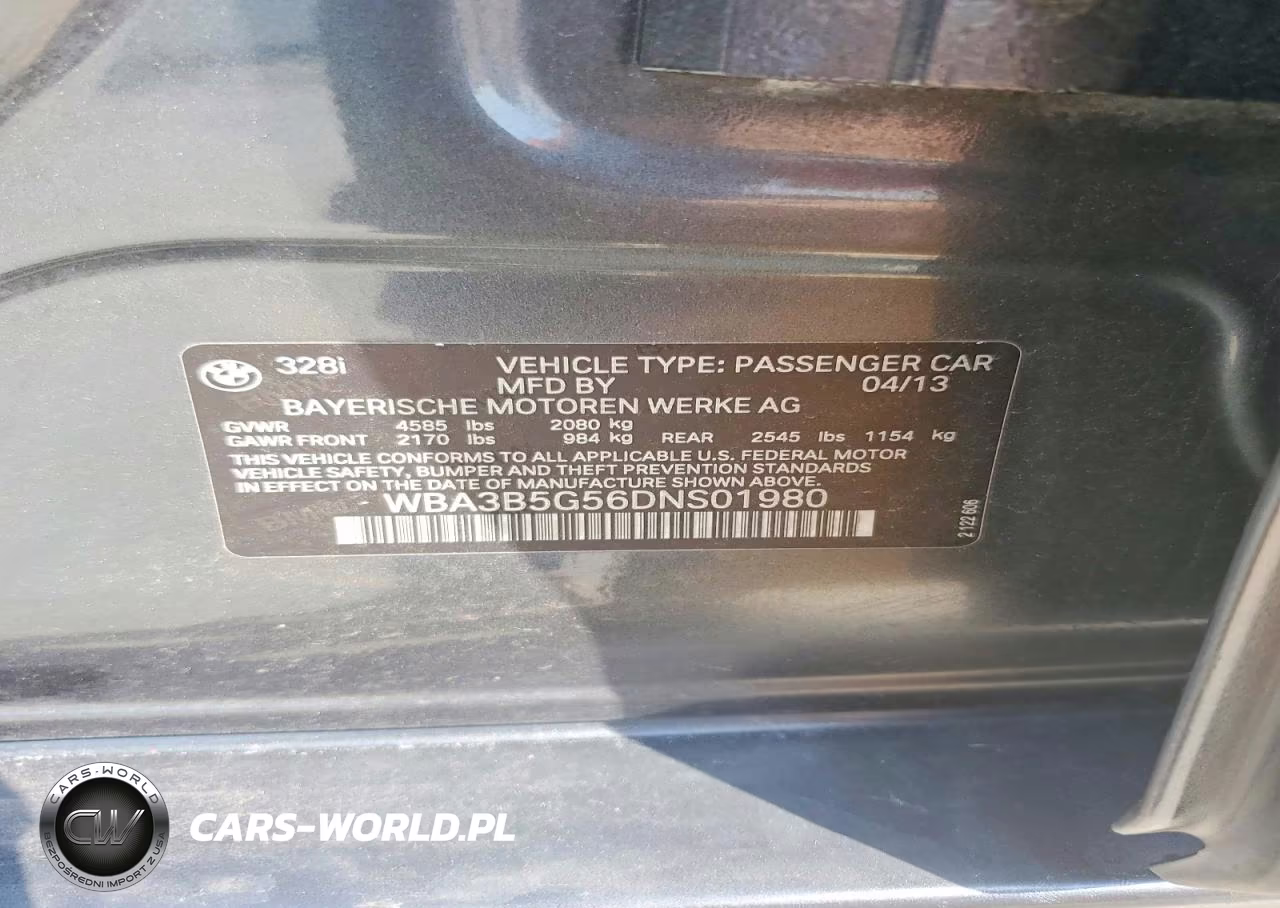 2013 BMW 328 Xi Sulev VIN:WBA3B5G56DNS01980 - 12