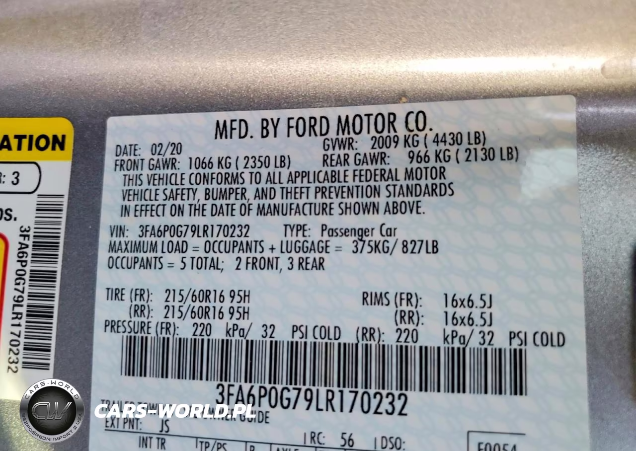 2020 Ford Fusion S VIN:3FA6P0G79LR170232 - 13