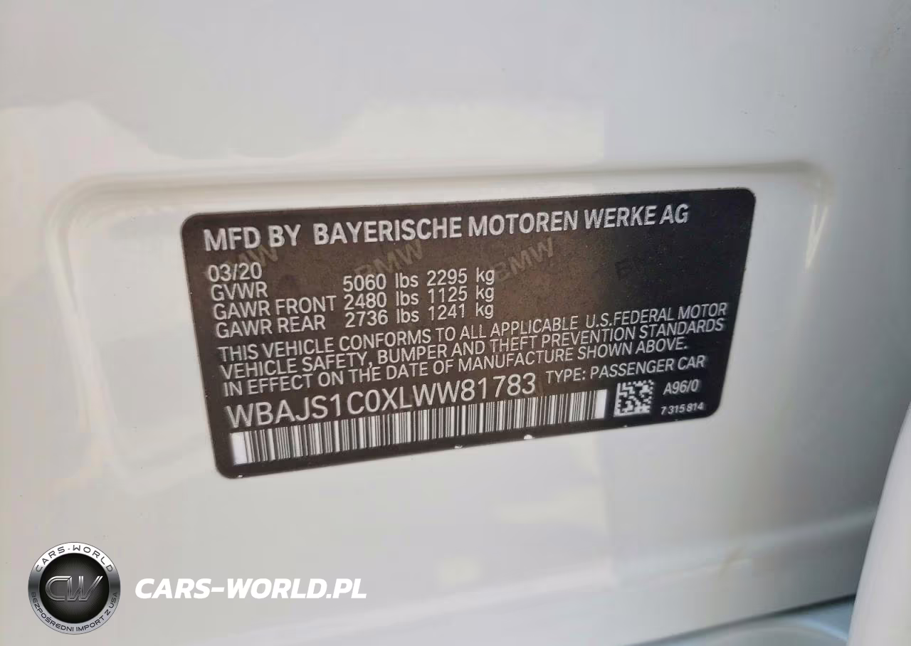 2020 BMW 540 I VIN:WBAJS1C0XLWW81783 - 12