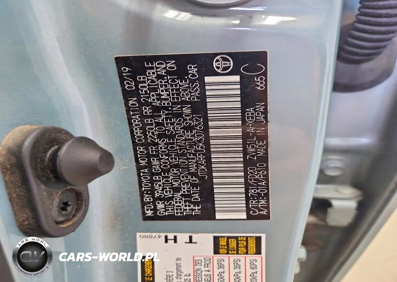 2019 Toyota Prius Le VIN:JTDKARFU5K3076321 - 12