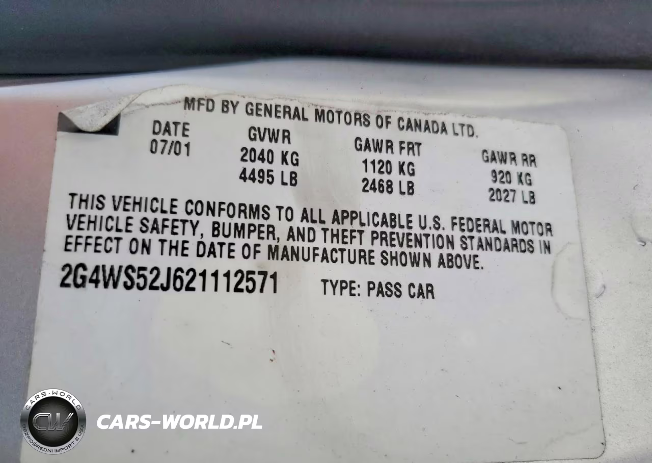 2002 Buick Century Custom VIN:2G4WS52J621112571 - 12