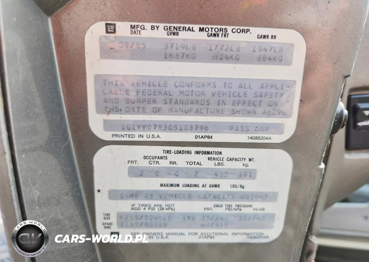 1986 Chevrolet Corvette VIN:1G1YY0783G5103796 - 13