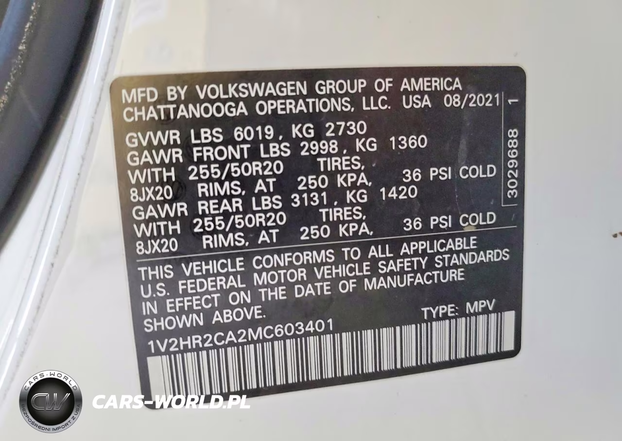 2021 Volkswagen Atlas Se VIN:1V2HR2CA2MC603401 - 14